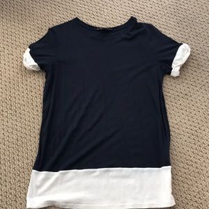 Vince Navy White Colorblock Cuffed T-shirt XS
